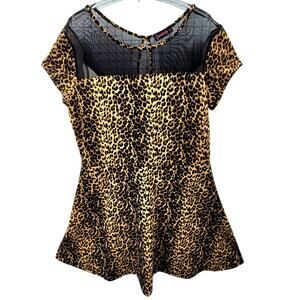 Annabelle Y2K Leopard Swing Midi Dress‎ Plus Size